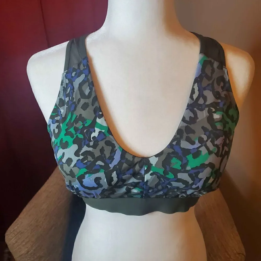 Aerie Green Animal Print Sports Bra Medium